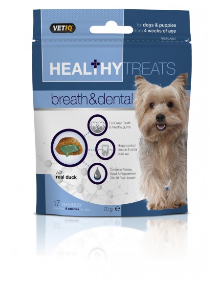 Vetiq Przysmaki dla szczeniąt i psów Świeży oddech i zdrowe zęby Healthy Treats Breath & Dental For Dogs 70g