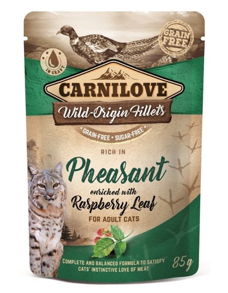Carnilove Cat Pheasant & Raspberry Leaves - bażant i liście maliny saszetka 85g