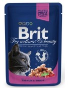 Brit Premium Cat Adult Łosoś + Pstrąg saszetka 100g