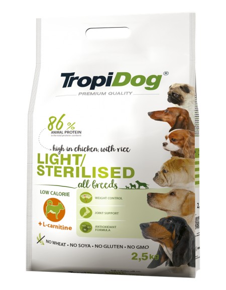 TropiDog Adult All Breeds Light / Sterilised 2,5kg