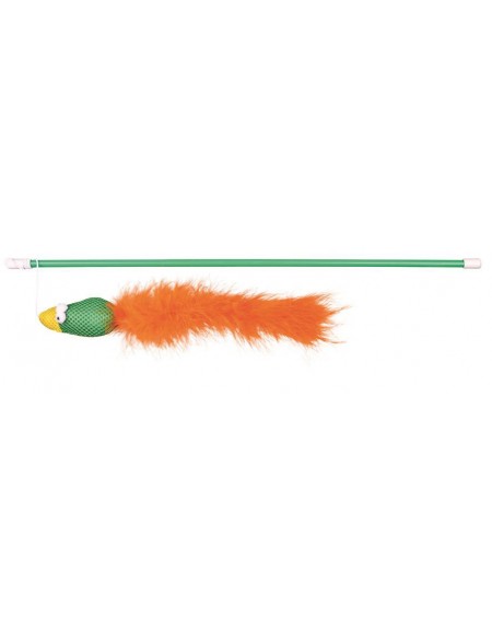 Wędka dla kota z ptaszkiem i piórkami, 50 cm