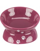Miska, dla kota, purpurowa, ceramiczna, 0,25l/13cm, podwyższana