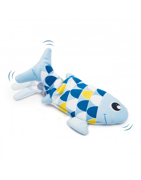 Groovy fish, zabawka, dla kota, niebieska, 25 cm, z kocimiętką, ładowana USB
