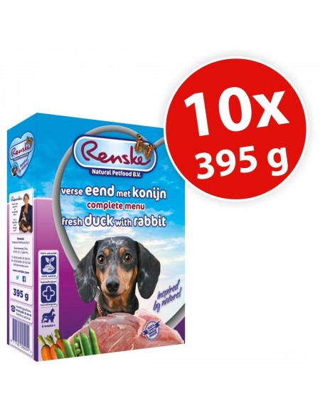 Renske Dog fresh meat - świeże mięso kaczka i królik dla psów (opak.zbiorcze 10 szt.x395 g)