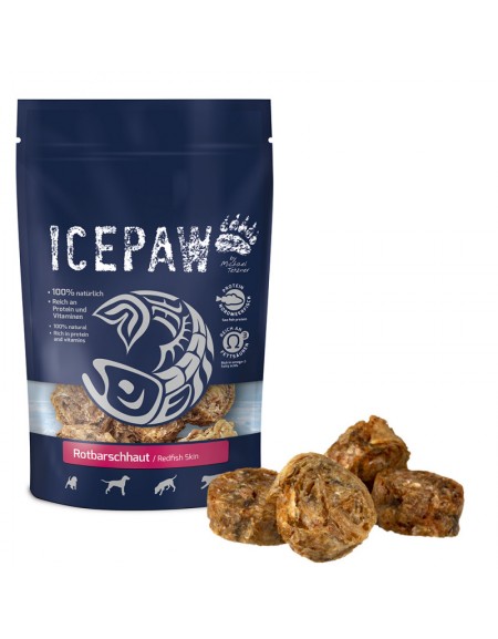 ICEPAW Rotbarschhaut - przysmaki z karmazyna dla psów (100 g)