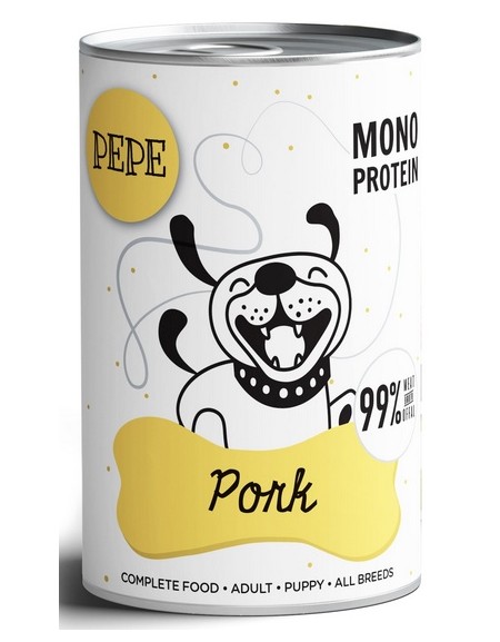 Paka Zwierzaka PEPE Pork (wieprzowina) puszka 400g