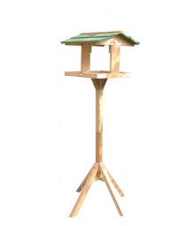 Karmnik dla ptaków, drewniany, wolnostojący, 36x34x112cm, z lampką solarną, do montażu