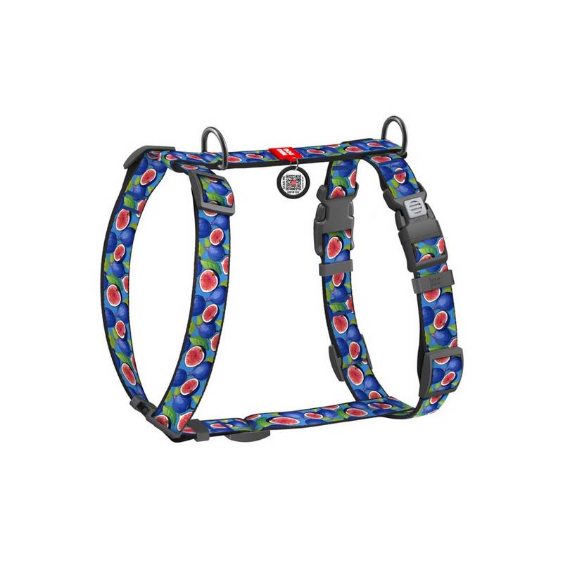 Collar WauDog Nylon Szelki nylonowe anatomiczne w kształcie litery H, z QR-paszportem, plastikowy fastex, wzór FIGA, rozmiar M 2