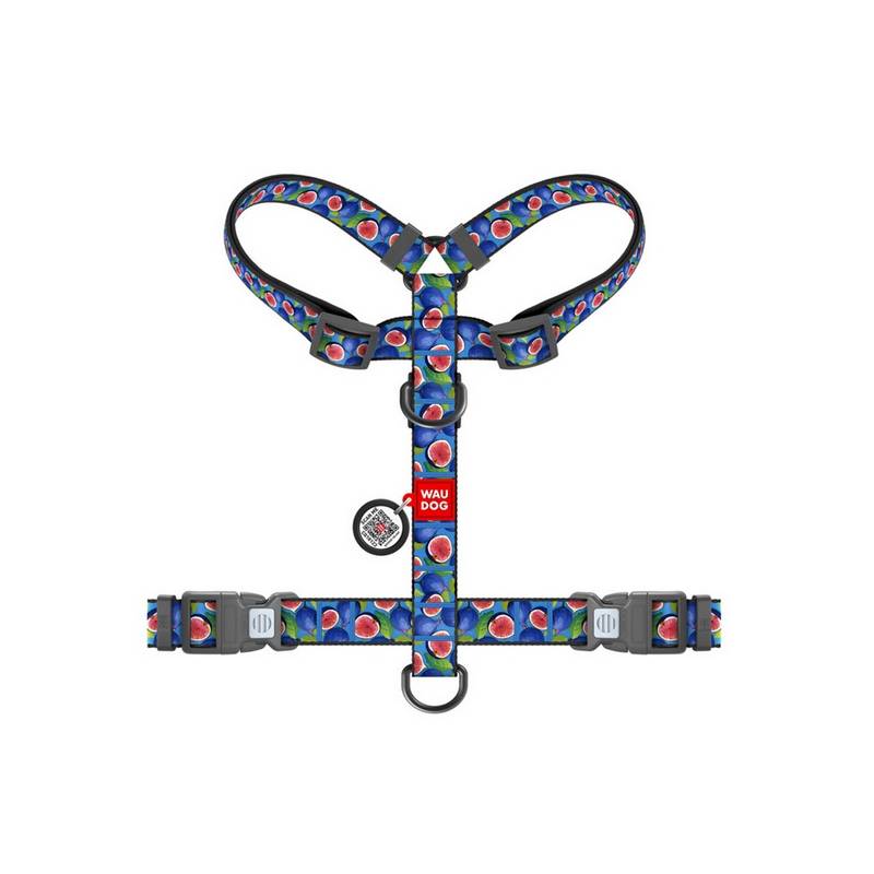 Collar WauDog Nylon Szelki nylonowe anatomiczne w kształcie litery H, z QR-paszportem, plastikowy fastex, wzór FIGA, rozmiar M 2