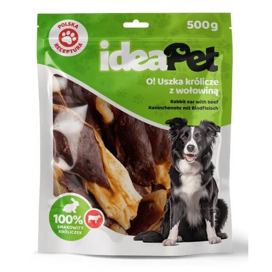 IdeaPet Uszka królicze z wołowiną 500g