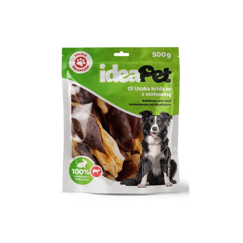 IdeaPet Uszka królicze z wołowiną 500g