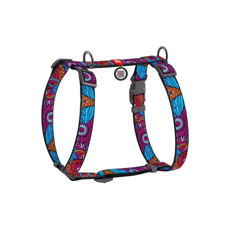 Collar WauDog Nylon Szelki nylonowe anatomiczne w kształcie litery H, z QR-paszportem, plastikowy fastex, wzór LATO, rozmiar S 1
