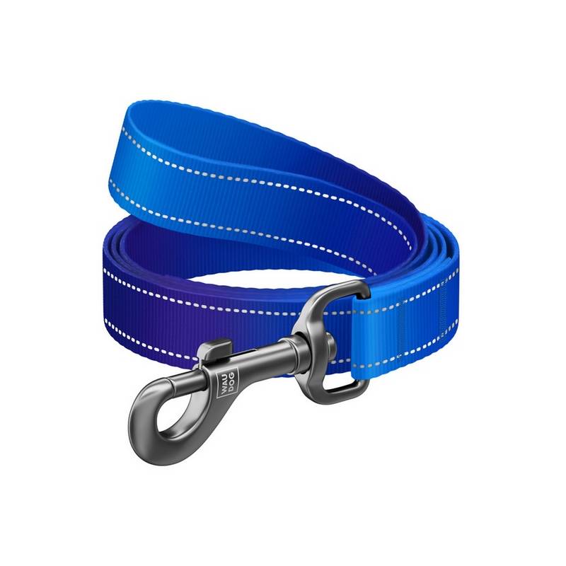 Collar WauDog Nylon Mono Smycz nylonowa odblaskowa L-XXL 25mm/200cm niebieska